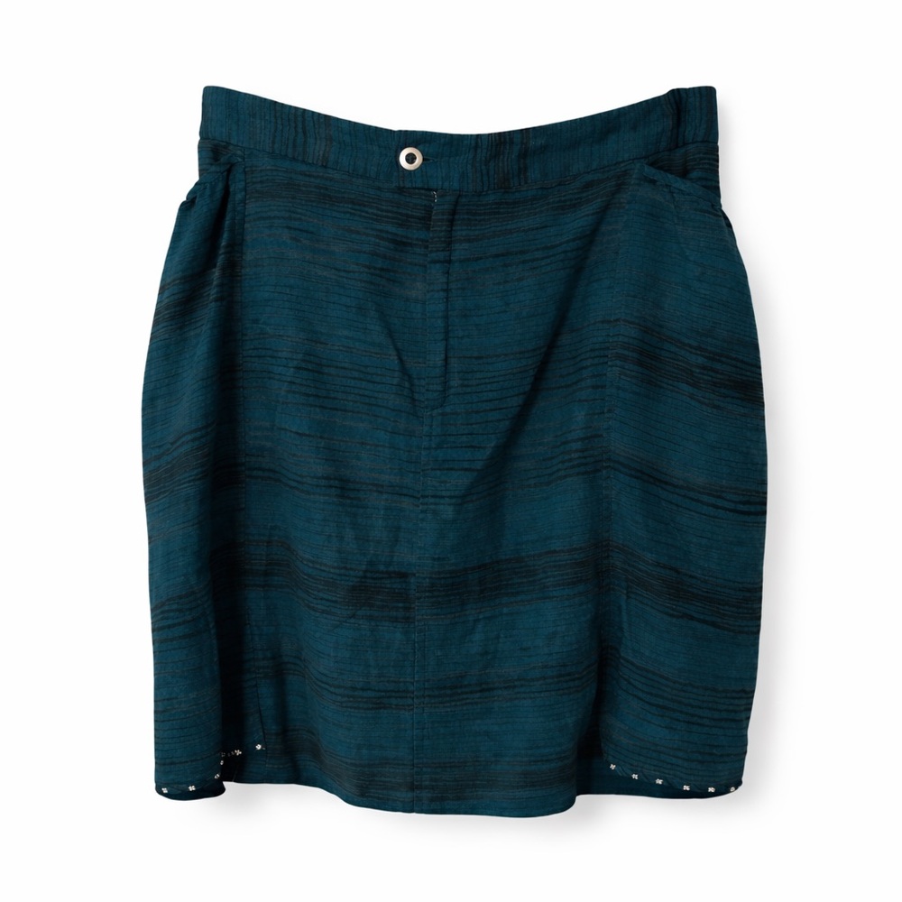 Anthropologie Odille Teal Striped Skirt Size 8 Knee Boho Chic Classic Anthro - Picture 3 of 7